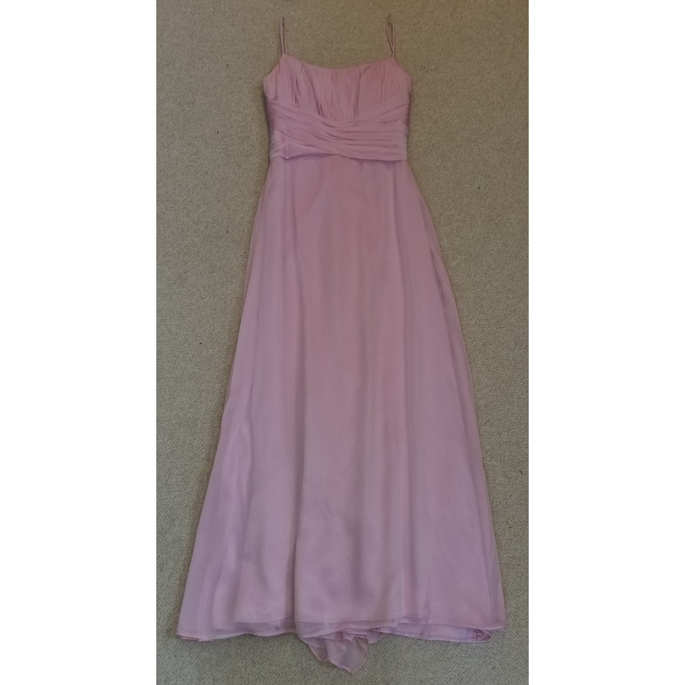 Womens Dress-BELSOIE-pink chiffon maxi formal/prom A-line ruched bodice-8